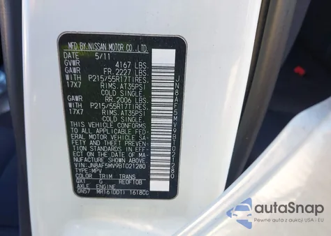 2011 Nissan Juke Sv from USA, damaged, VIN JN8AF5MV9BT021280